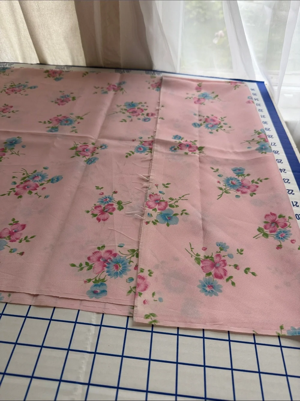 Vintage 1970s Gaynor Stafford Pink Floral Fabric 2 Yards x 44” Dress Fabric